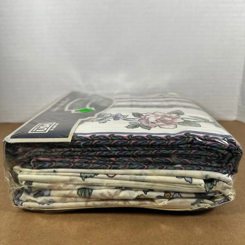 Thomaston American Mood Full Sheet Set Joanne Floral Ivory New Vintage USA